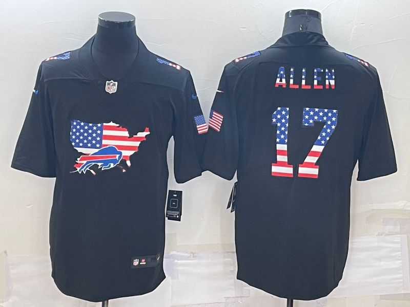 Men Buffalo Bills #17 Allen Black Map Flag Nike 2022 Limited NFL Jersey